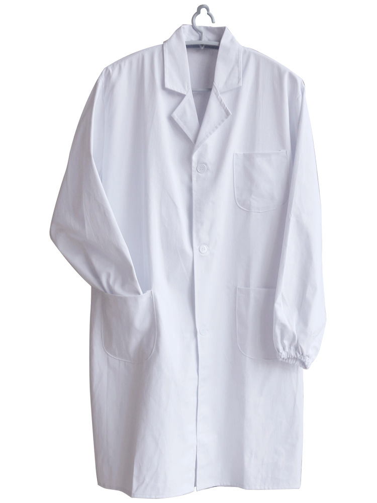 Pure cotton long-sleeved white coat doctor student chemical experiment pharmacy food factory workshop white coat autumn and winter overalls