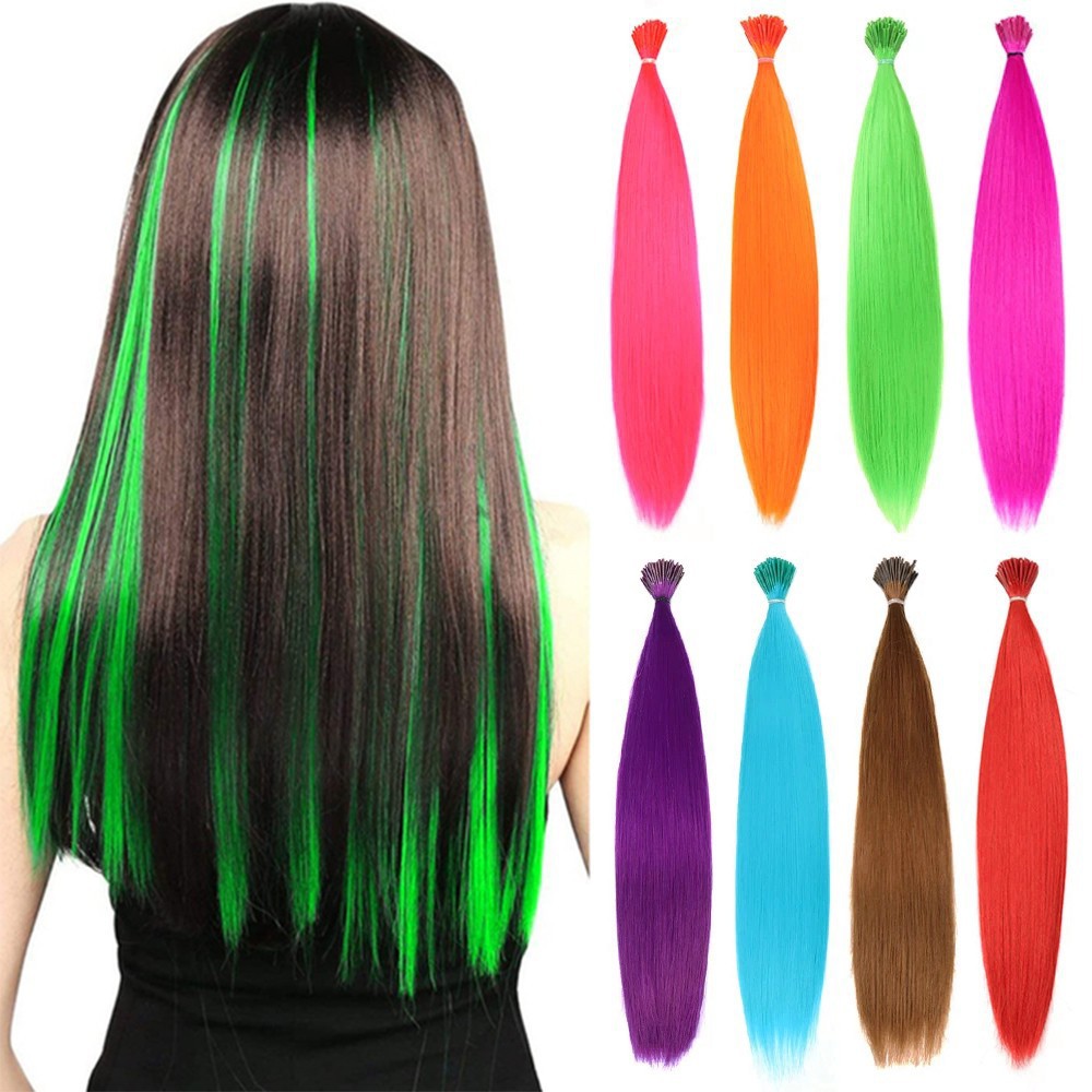 50 см 0.2 Цветные перьевые наращивания волос оптовая продажа высокотемпературный шелк химическое волокно перьевые наращивания