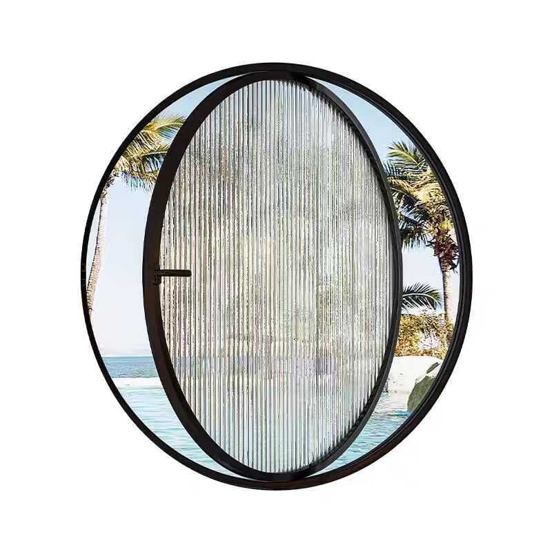 Rotating Central Axis Round Window Moon Window Indoor Anti-Peeping Round Glass Window Loft Landscape Round Art Window Aluminum Alloy Window