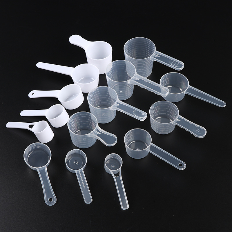 Food grade pp new solid dual-purpose plastic spoon protein powder high transparent scale spoon plastic measuring spoon direct supply
