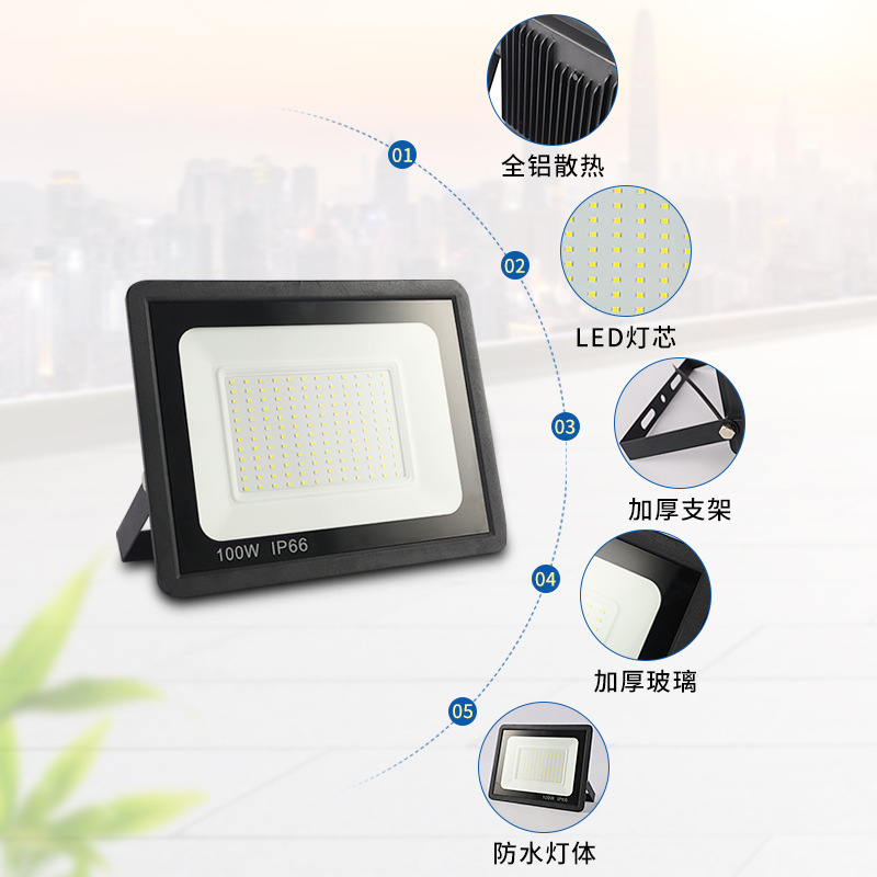 Led flood light super bright outdoor waterproof lighting small apple 50w wide pressure projection light courtyard projection light cross-border