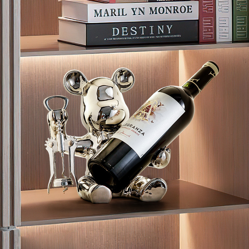 High-End Luxury Bear-Shaped Wine Cabinet with a Simple and Elegant Design for the Living Room, Featuring a Light Luxury Style
