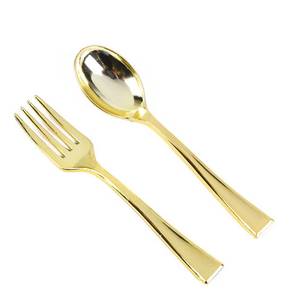 Disposable ps Plastic Cake Plating Fork Spoon Mini Dessert Fork Spoon Pudding Spoon Mooncake Fork Silver