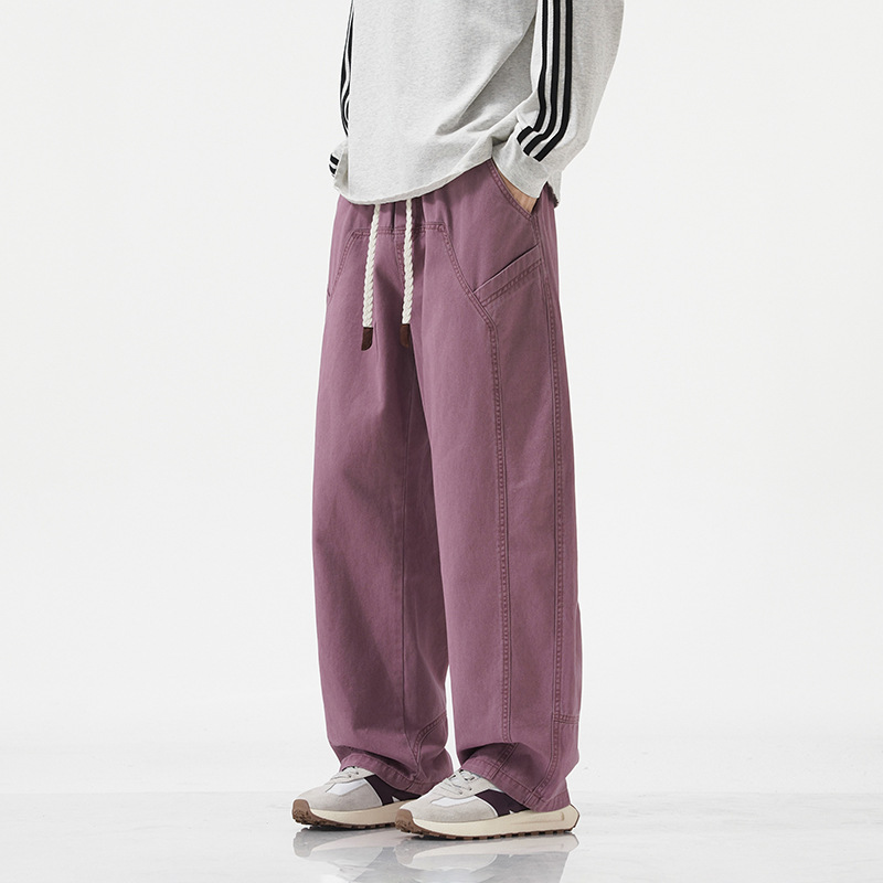Jyf-M8809 Casual Pants Men's Spring & Fall Loose Straight Sports Long Pants Youth Trendyy Wide-Leg Pants Draped