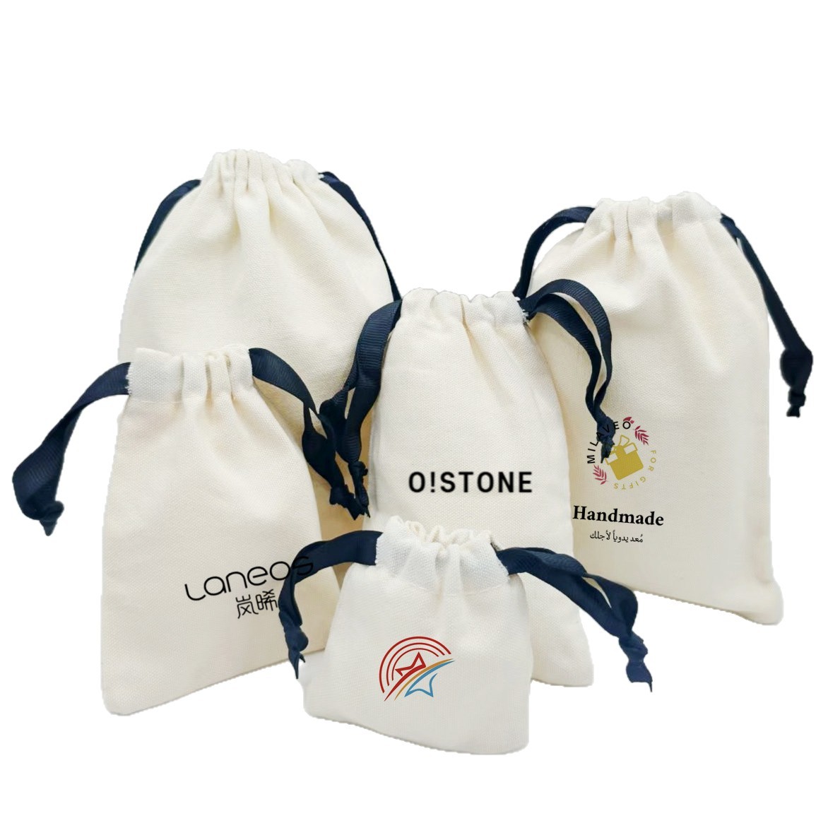 New Cotton Drawstring Bag Fresh Fabric Canvas Bag Small Storage Drawstring Jewelry Canvas Bag Custom