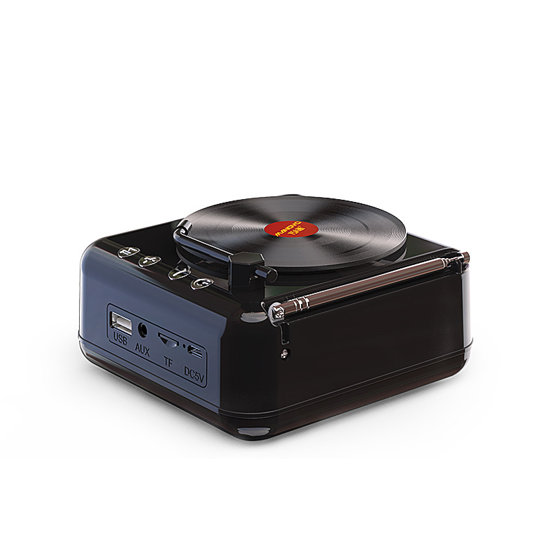 Source Factory Atomic Black Glue Record Player Bluetooth Speaker Creative Retro Sound Radio Gifts