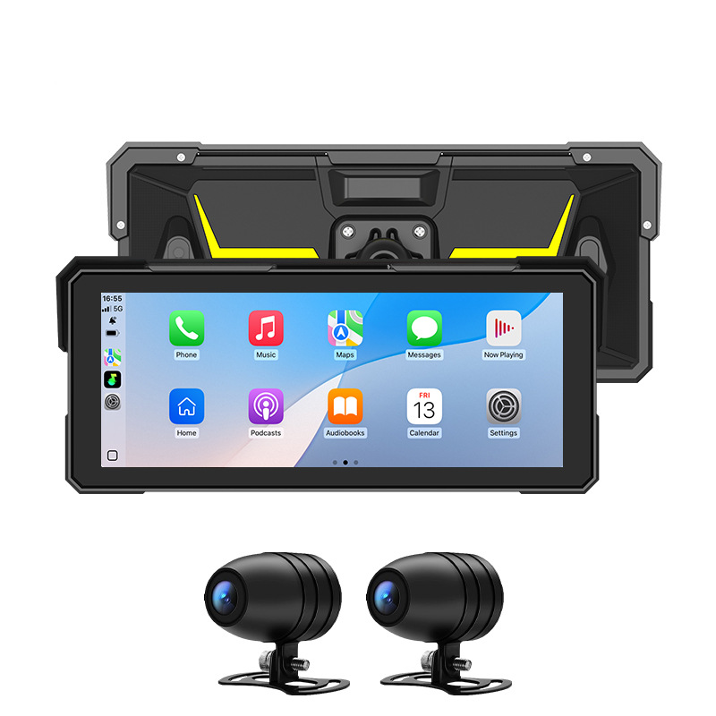 Cross-Border Popular Motorcycle Carplay Screen Projection Wifi Interconnection High-Definition Navigation Waterproof and Anti-Vibration Driving Recorder