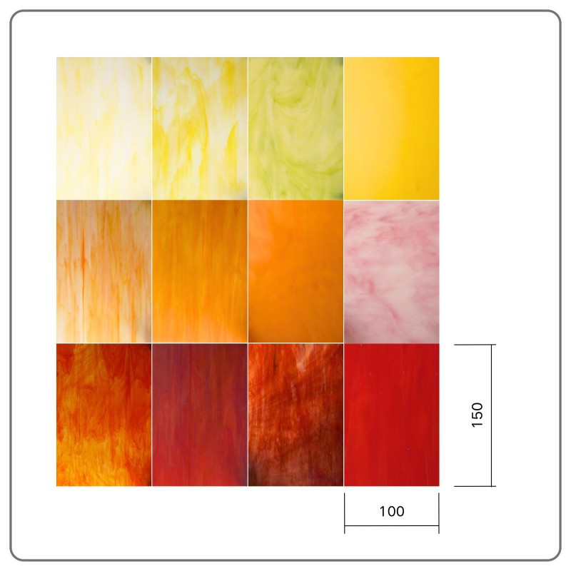 12 кусочков окрашенного стекла 10*15, многоцветная комбинация