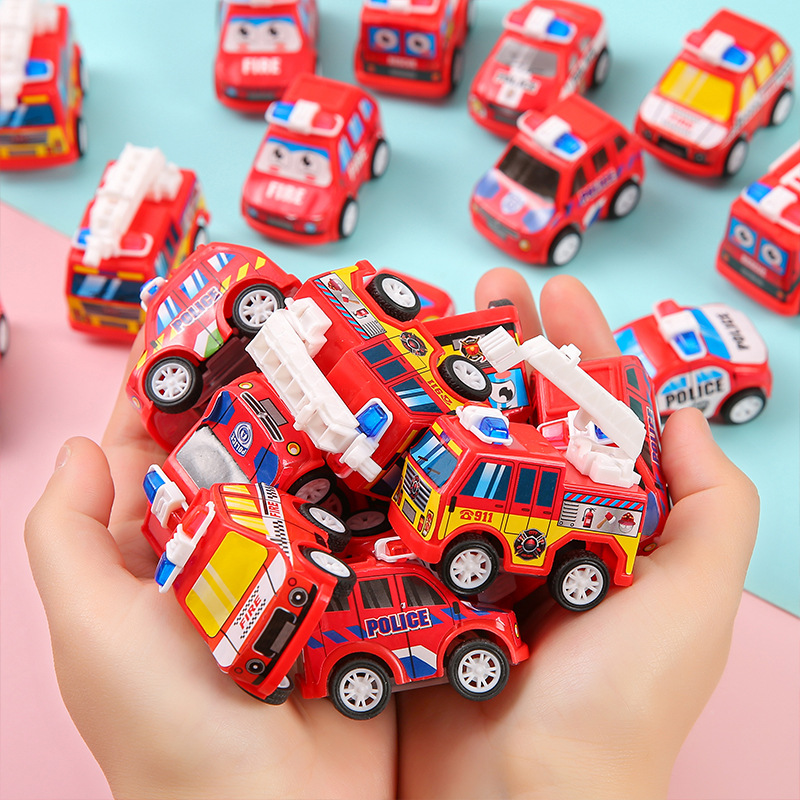 Children's Pullback Truck Fire Truck Engineering Truck Mini Car Model Little Boy Car Excavator Toy Gift