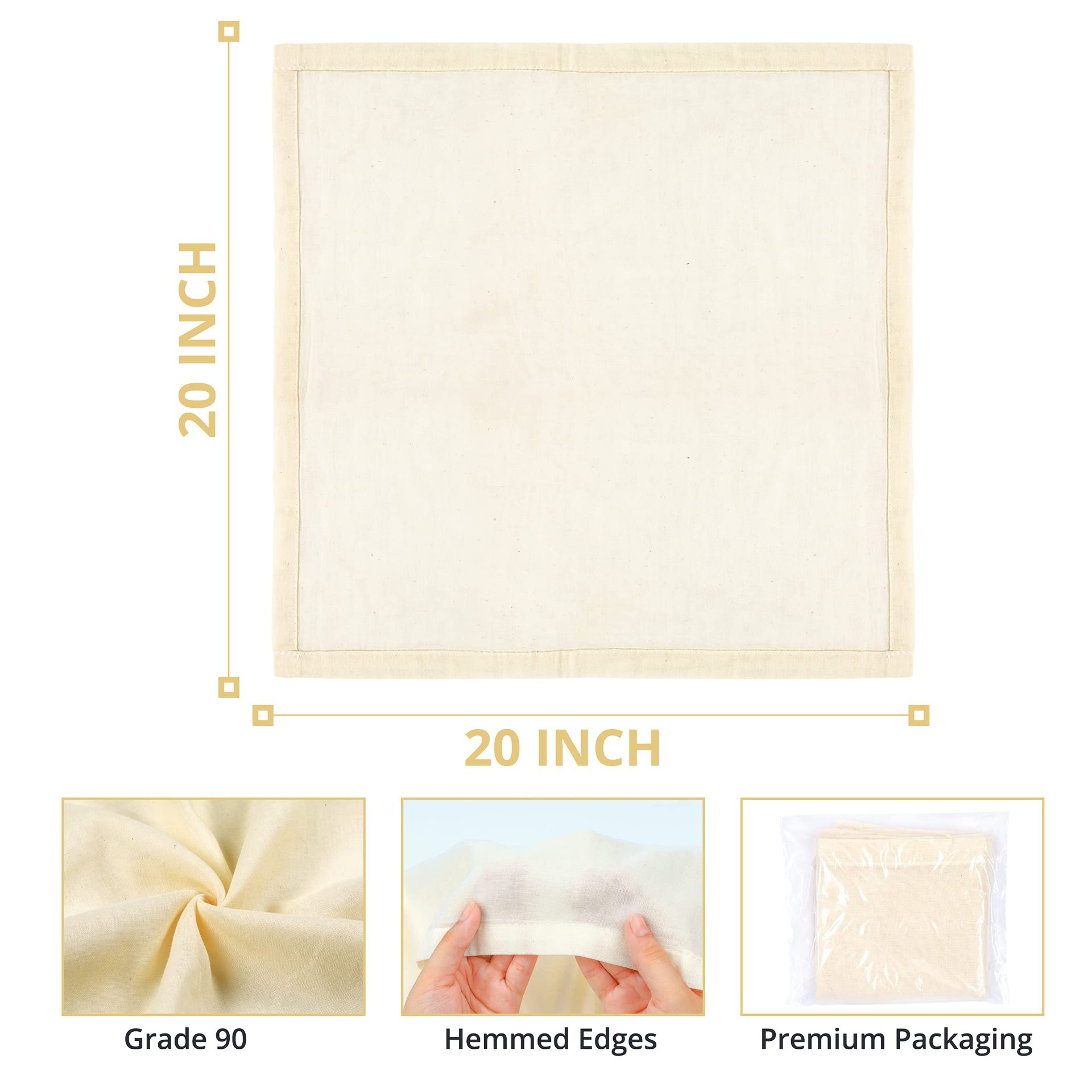 Чистая марля, натуральный цвет, неотбеленный, квадратный фильтр, 20*20 дюймов