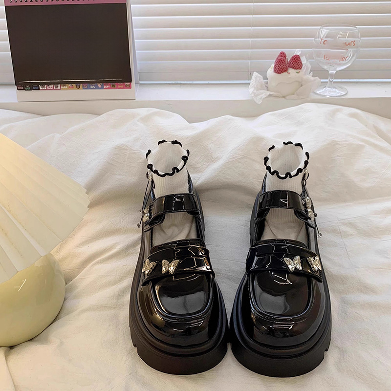 2025 Spring and Autumn New Girls' Leather Shoes for Older Children, Soft Sole Casual Shoes for Students, Performance Black Leather Shoes, Internet Celebrity Trendy Style