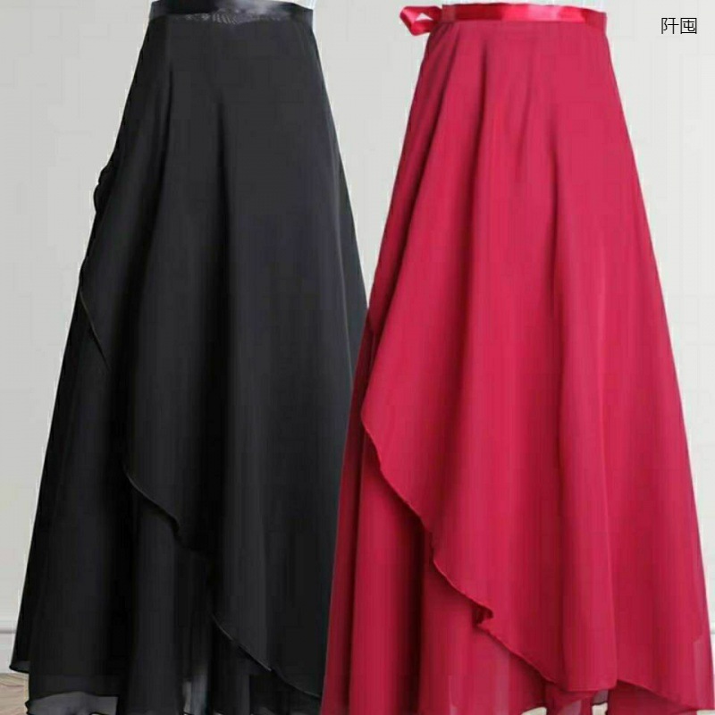 Юбка для практики балета длинная юбка для танцев для женщин с вуалью юбка с шнуровкой из шифона гимнастическая длинная юбка