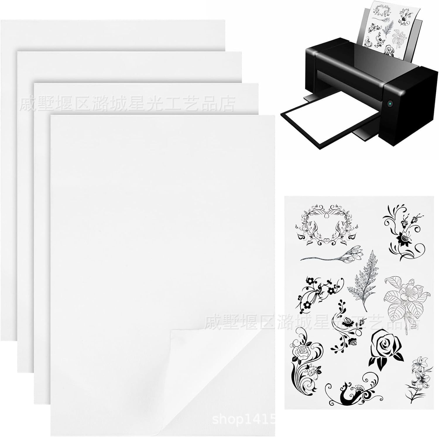 Self-Adhesive Embroider Water-Soluble Sticker Water-Soluble Cloth Handmade DIY Animal and Flower Pattern Non-Woven Fabric A4 Embroider Sewing