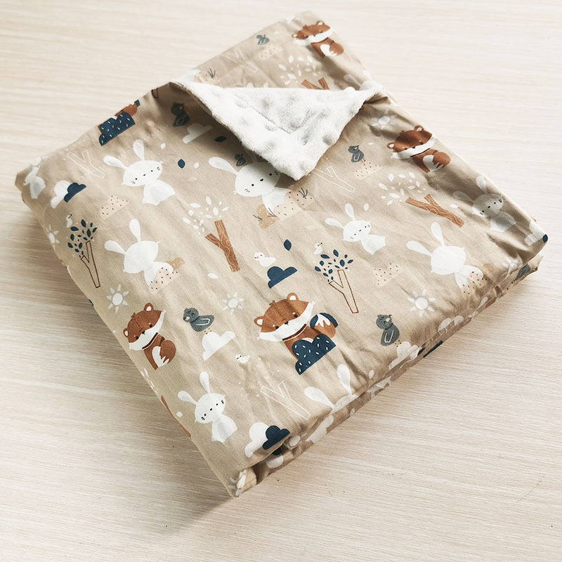 Twill Cotton Baby Bean Blanket Double Layer Baby Blanket Children's Calming Bean Blanket Embossing Quilt