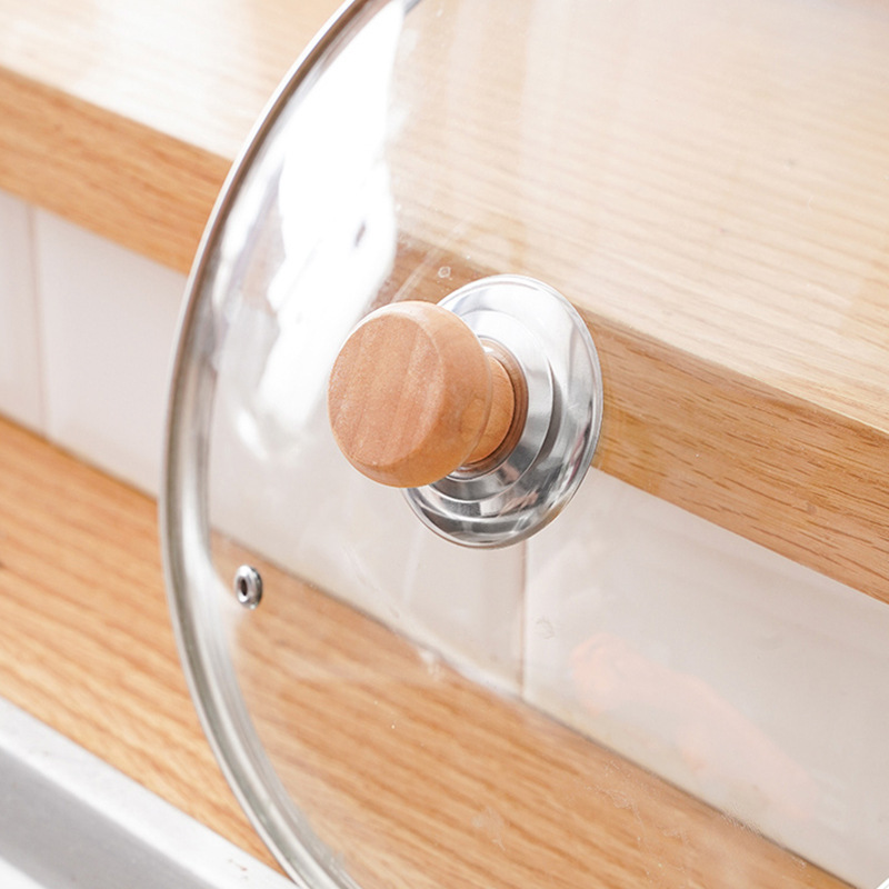 Wooden Pot Lid Stainless Steel Glass Lid Bead Anti-Scalding Universal Pot Lid Handle Pot Handle Kitchen Accessories