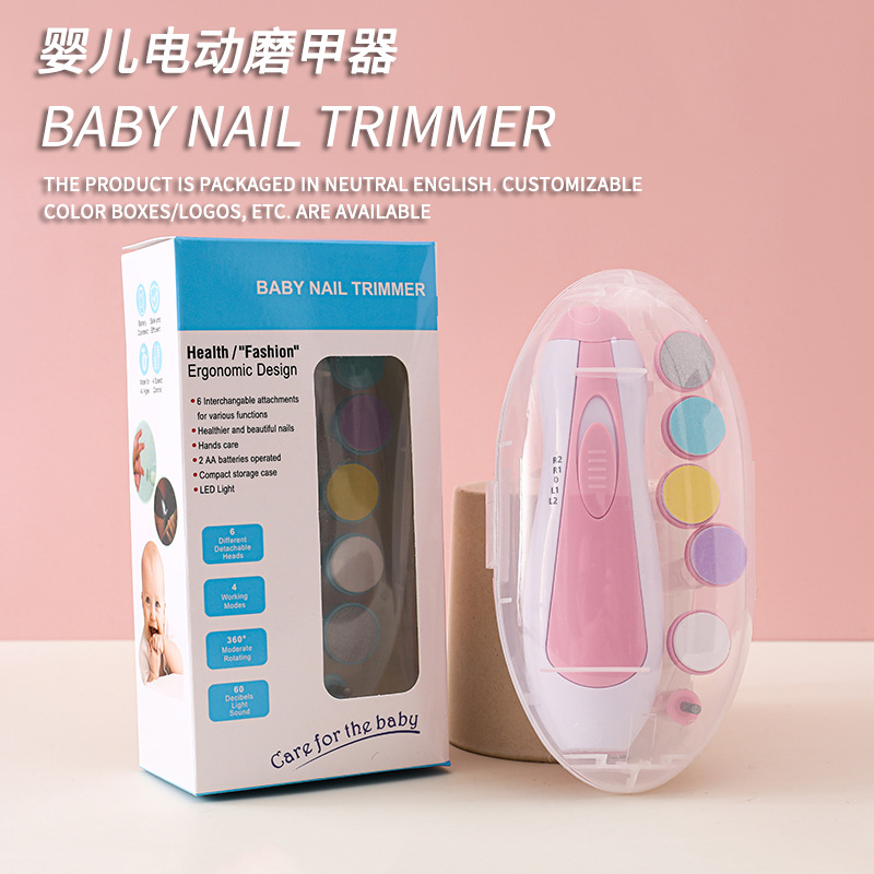 Электрическая пилочка для ногтей для детей с упаковкой на английском языке, пластиковый короб для хранения, инструмент для обрезки ногтей