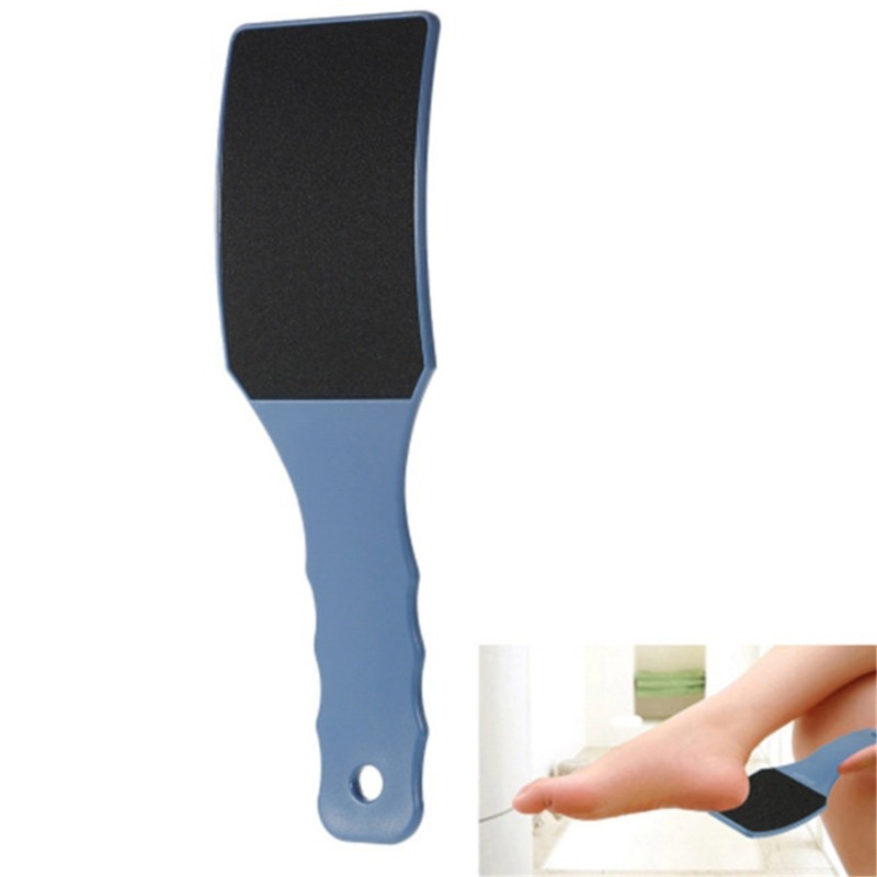 Cross-Border Hot-Selling New Portable Blue Plastic Double-Sided Curved Handle Foot File Foot Scrubber to Remove Dead Skin and Foot Grinder