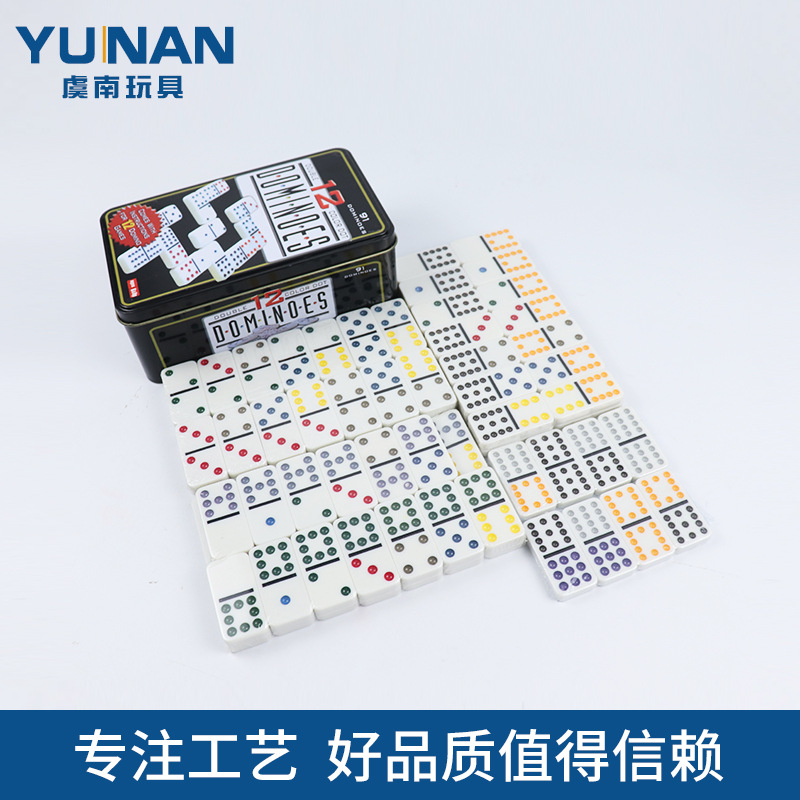 Foreign Trade Supply of Double Twelve Mino Brand 91 Iron Box Bone Brand Domino Kidsren's Educational Building Block Toys