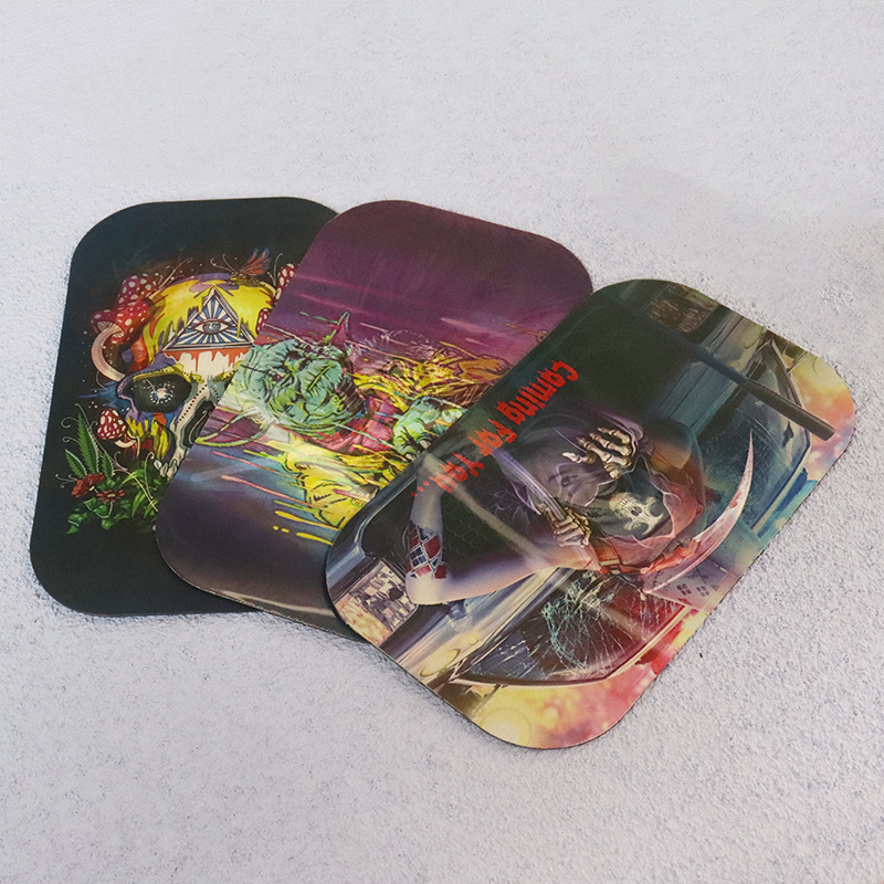 New Supply Cigarette Tray with Lid 3D Stereo Magnetic Cover Iron Tray Square Thickened Tinplate Cigarette Tray with Lid