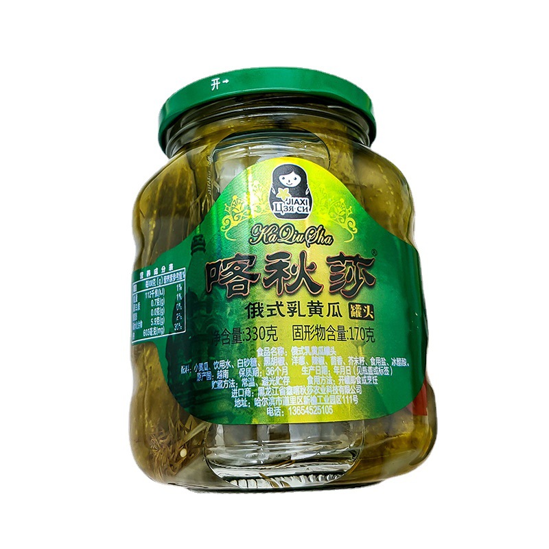 Russian style Katyusha pickled cucumber canned 330g family leisure snacks Pickles pickled cucumber restaurant barbecue