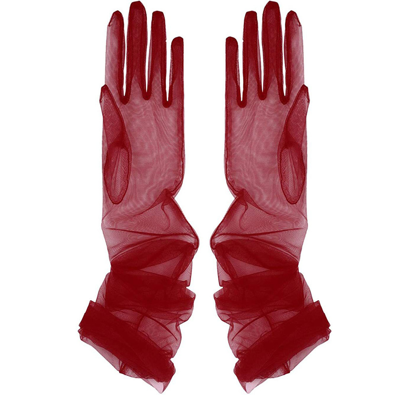 Cross-border Bridal Gloves Long Mesh Wedding Dress European and American Halloween Wedding Accessories Black Lace Sleeve Women