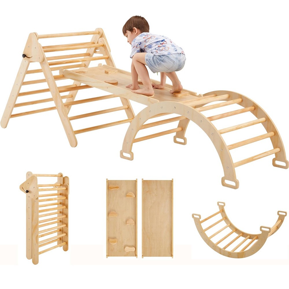 Cross-Border Wooden Climbing Frame Indoor Children's Household Small Foldable Wooden Multi-Functional Baby Slide Combination