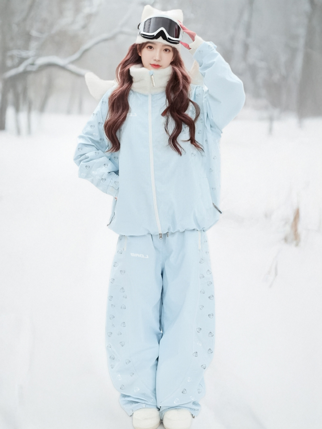 Fuyan Blue Ski Suit Women's 2025 Winter New Windproof, Cold-Proof and Wear-Resistant Professional Snowboard Snow Suit Equipment