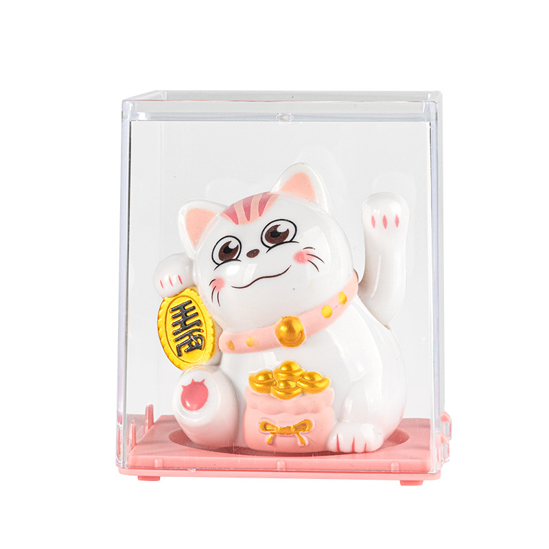 Cross-border explosions creative cute solar lucky cat car decorations automatic waving office ornaments