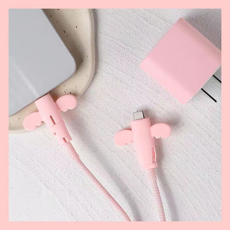 1 little angel cute data cable protective cover, anti-breaking charging cable protective cover, mobile phone wire connector
