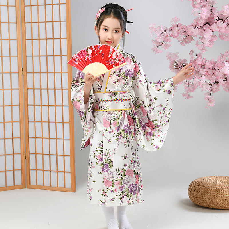 New Girls Kimono Japanese Traditional Improved Printed Cardigan Pajamas Robe Small Flower Formal Kimono Suit Dropshipping