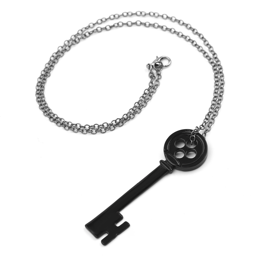 Cross-Border Anime Peripheral Accessories Horror Ghost Mother Black Button Key Pendant Necklace Halloween Bracelet Set