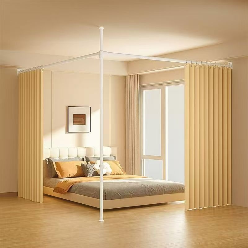 1 Screen Partition for Living Room, Home Office Partition for Privacy Protection, No Drilling Required, Retractable and Warm-Insulating Partition Curtain