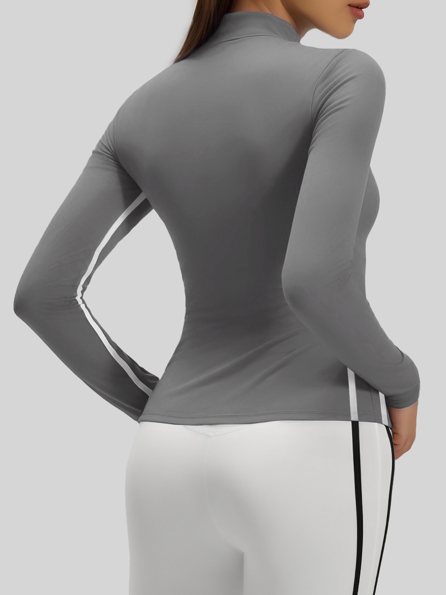 Juyitang Line Yoga Wear Women's Autumn and Winter Sports Tops Slim Fit Stand Collar Long Sleeve Running Fitness Jacket