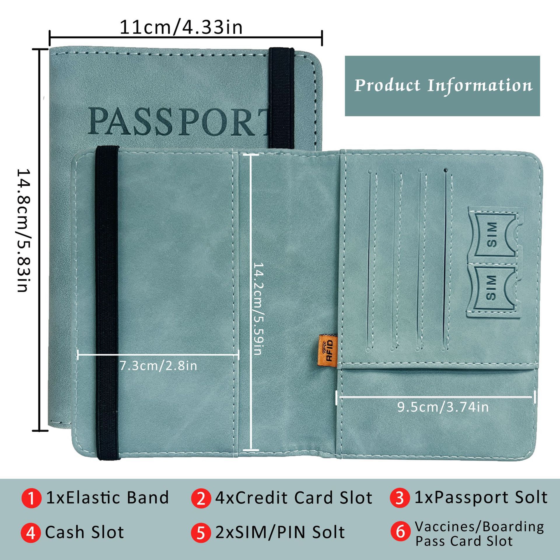 Pu Leather Strap Passport Bag Passport Holder Protective Cover Overseas Travel Wallet Card Holder Ticket Holder Can Print Logo