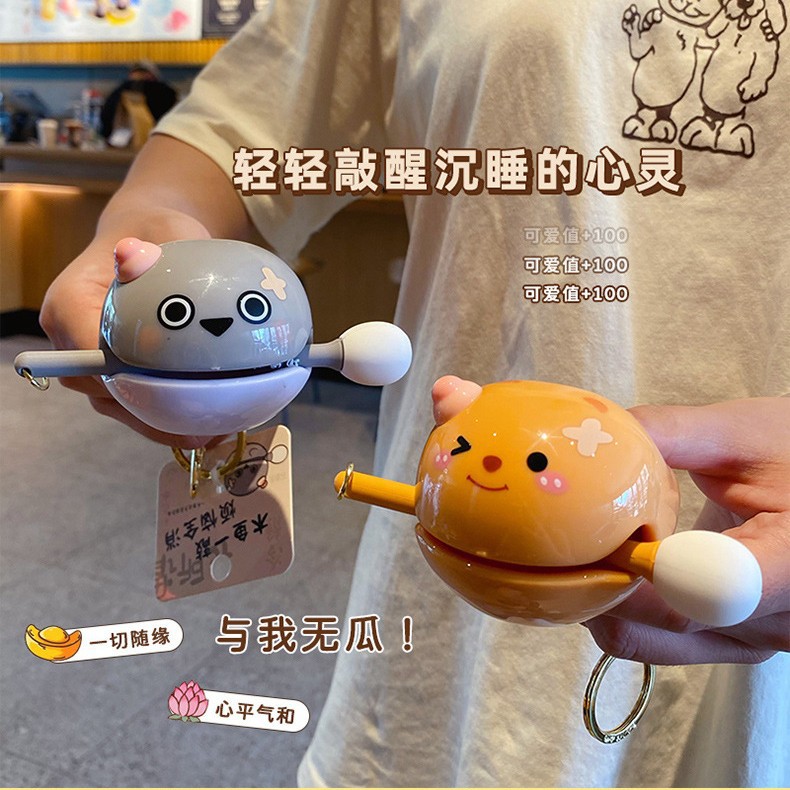 Decompression Wooden Fish Knock Emotional Stability Buddha Wooden Fish Office Exquisite Healing Cute Ornaments Toy Schoolbag Pendant