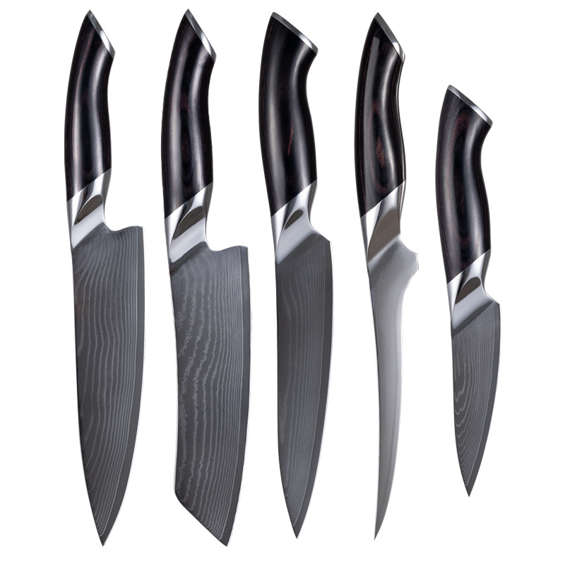 Amazon Spot Wholesale Damascus Pattern Chef's Knife Western Cuisine Chef's Knife Kitchen Knife Santoku Knife Multi-Purpose Knife