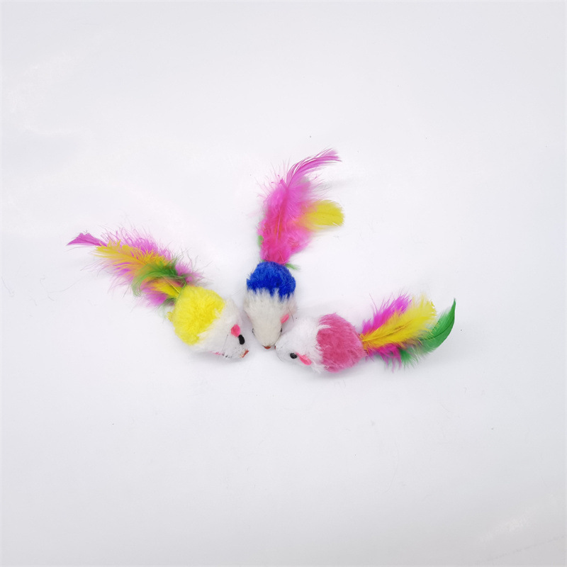 Cat Interactive Toy short plush colorful flying mouse funny cat mouse self-Hi relieving stuffy prey toy pet cat toy