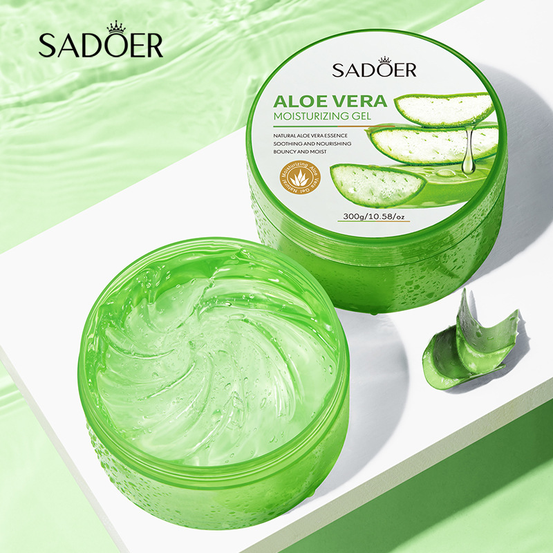 Full English Aloe Vera Gel Sadoer Vitamin C Aloe Vera Gel 300g Moisturizing Cross-Border Foreign Trade Live Broadcast Wholesale