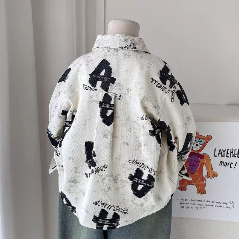 Boys' Long-Sleeved Shirts, Spring and Autumn Style, 2025 New Fashionable Casual Boys' Jackets, Stylish and Trendy