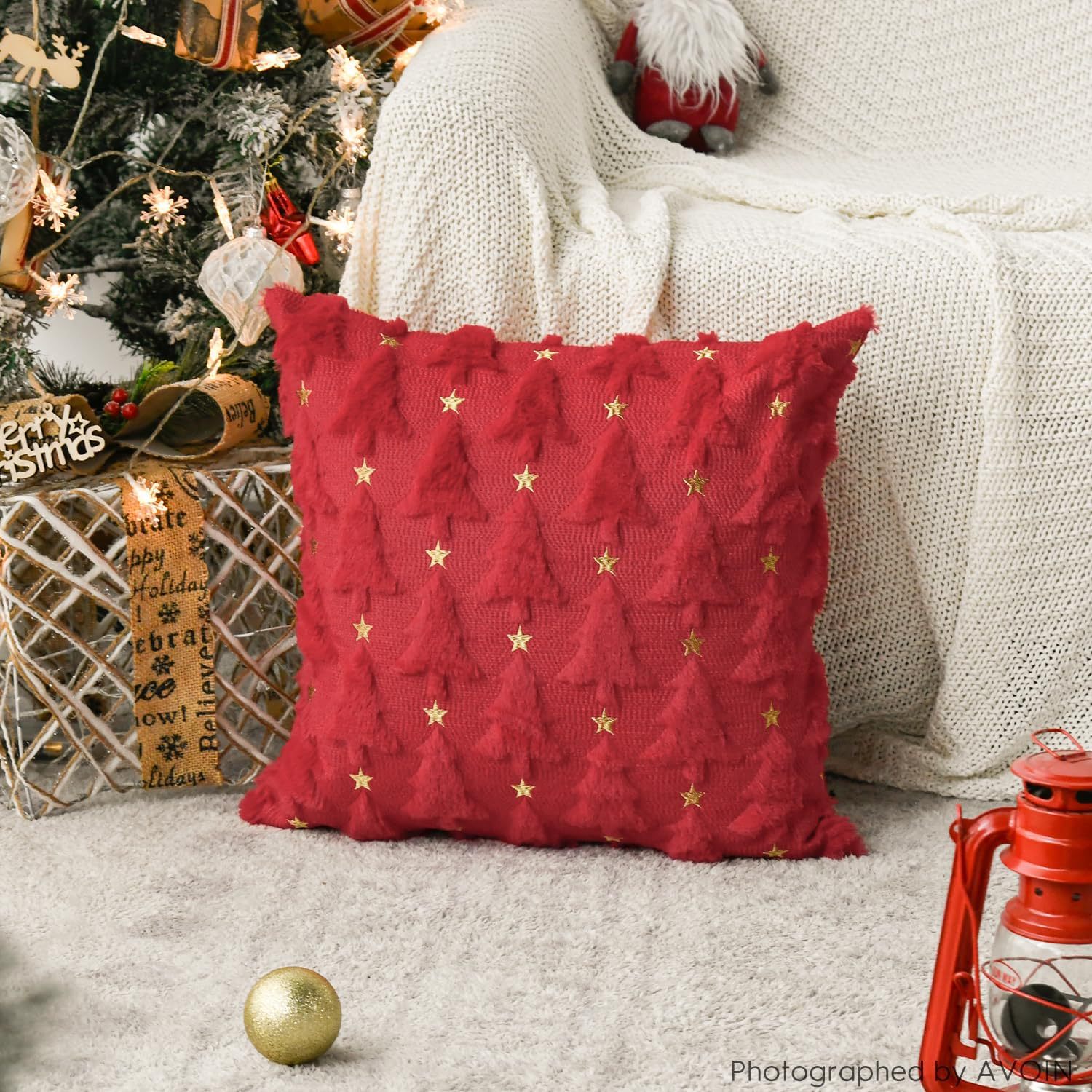 Cross-Border Christmas Pillow Cover Quilted Creative Festive Atmosphere Three-Dimensional Plush Pillow Living Room Sofa Bedroom Pillow