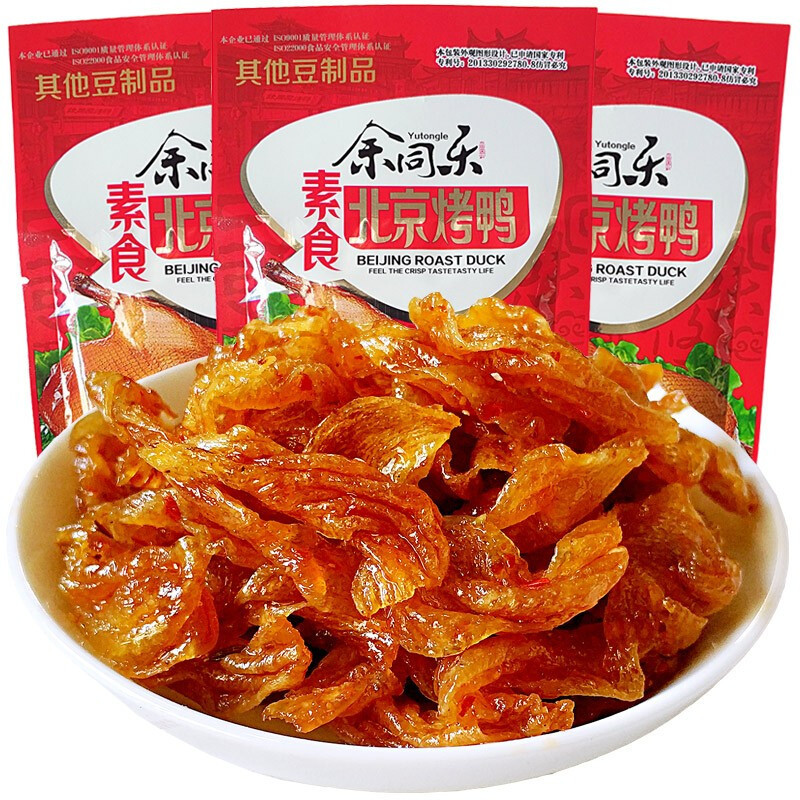 [Lightning Warehouse] Yongle Beijing Roast Duck Vegetarian Gluten Spicy Slices Spicy Strips Snack Products 22G/Pack Ready to Eat
