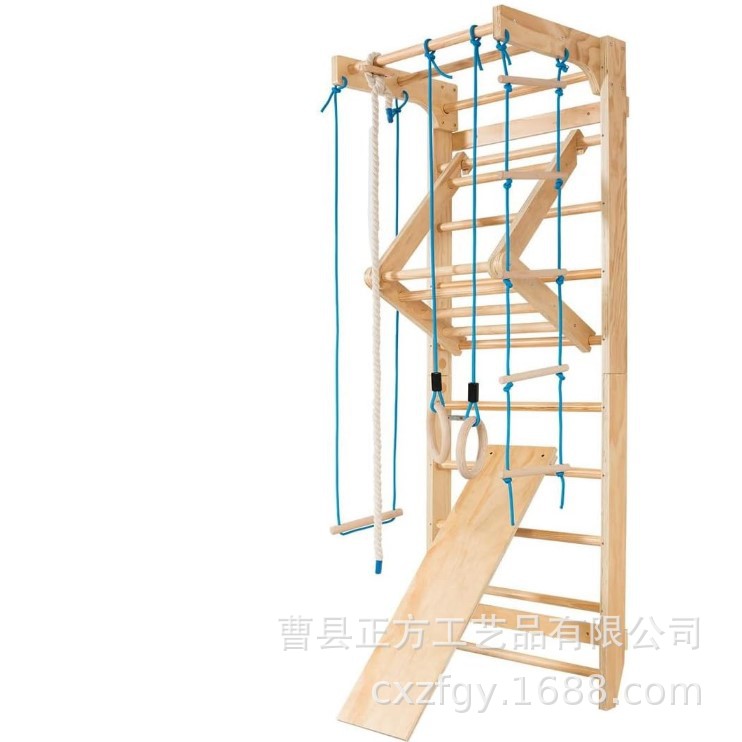 Children's solid wood climbing frame indoor small climbing exercise baby home slide swing rock climbing combination toy