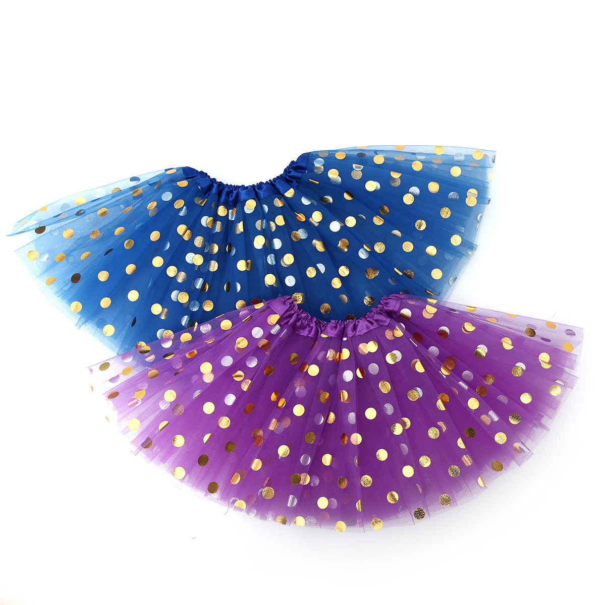 Adult Mesh Skirt tutu Skirt Big Round Dot Bronzing Mesh Skirt Three-layer Half-length Dance Skirt