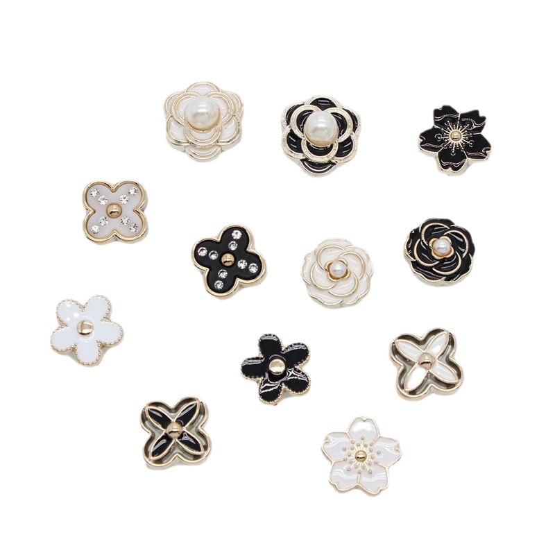 Kwai Sha cross-border resin Camellia pearl flower drop oil butterfly hole shoes buckle diy accessories shoes flower accessories hair accessories