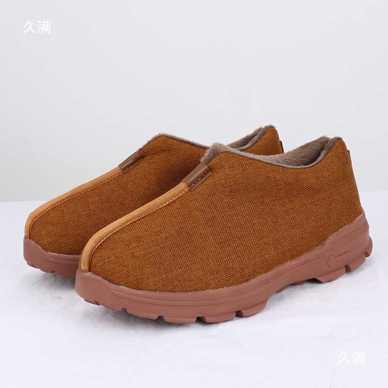 Cotton Monk Shoes, Two-Layer Cotton Shoes, Monk Shoes, Arhat Shoes, Men's and Women's Fleece-Lined, Warm, Wear-Resistant, Non-Slip Linen Shoes for Autumn and Winter