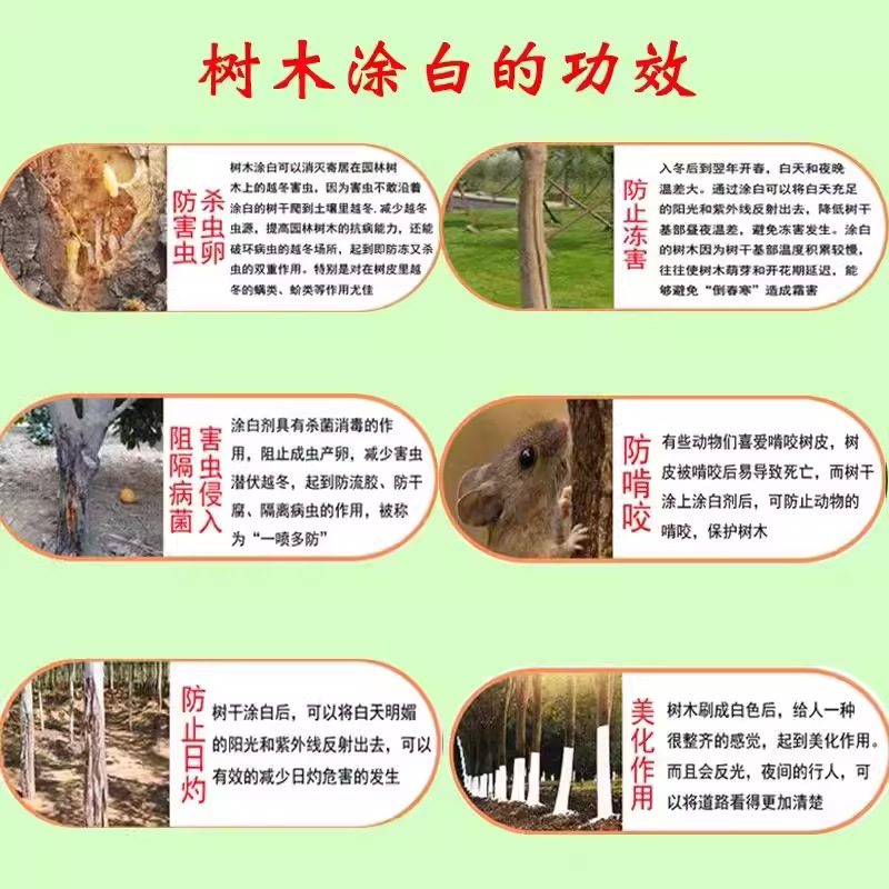 Tree Trunk Whitening Agent, Fruit Tree Insect-Proof and Anti-Freeze Whitening Agent, Large Tree Trunk Anti-Disease, Anti-Cold, Sterilization, Anti-Frost and Anti-Freeze Agent