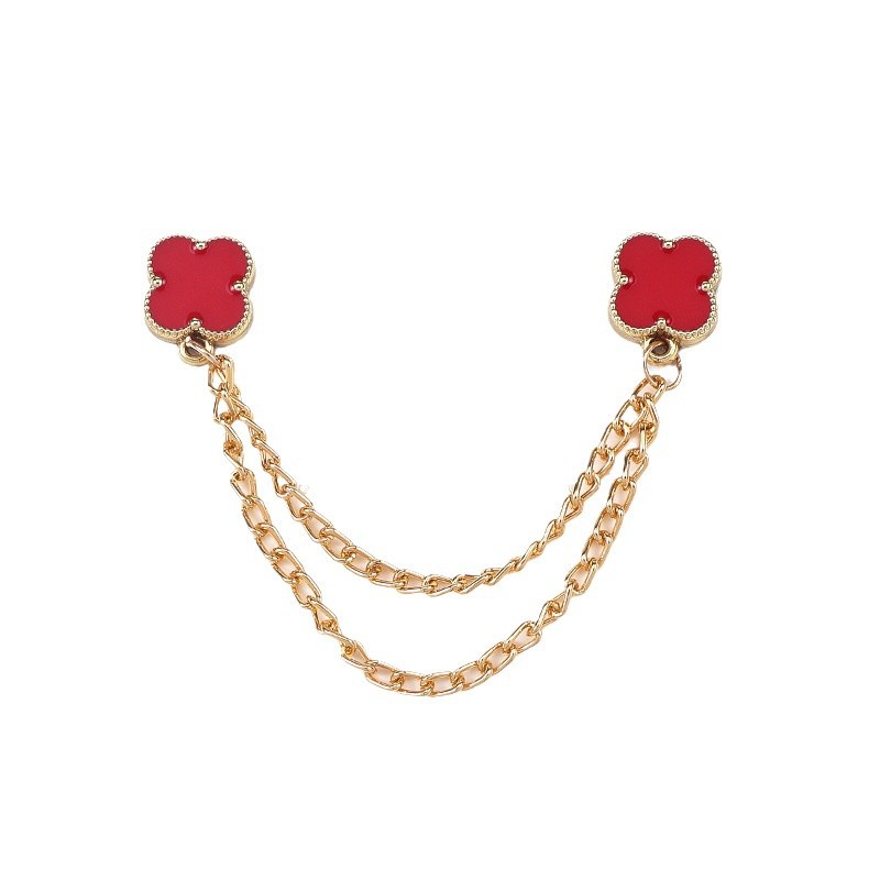 K-Style of Four-Leaf Clover Magnetic Buckle Chain Trouser Leg Adjustment Buckle Shirt Collar Decorative Chain Brooch Seam-Free Magnetic Buckle