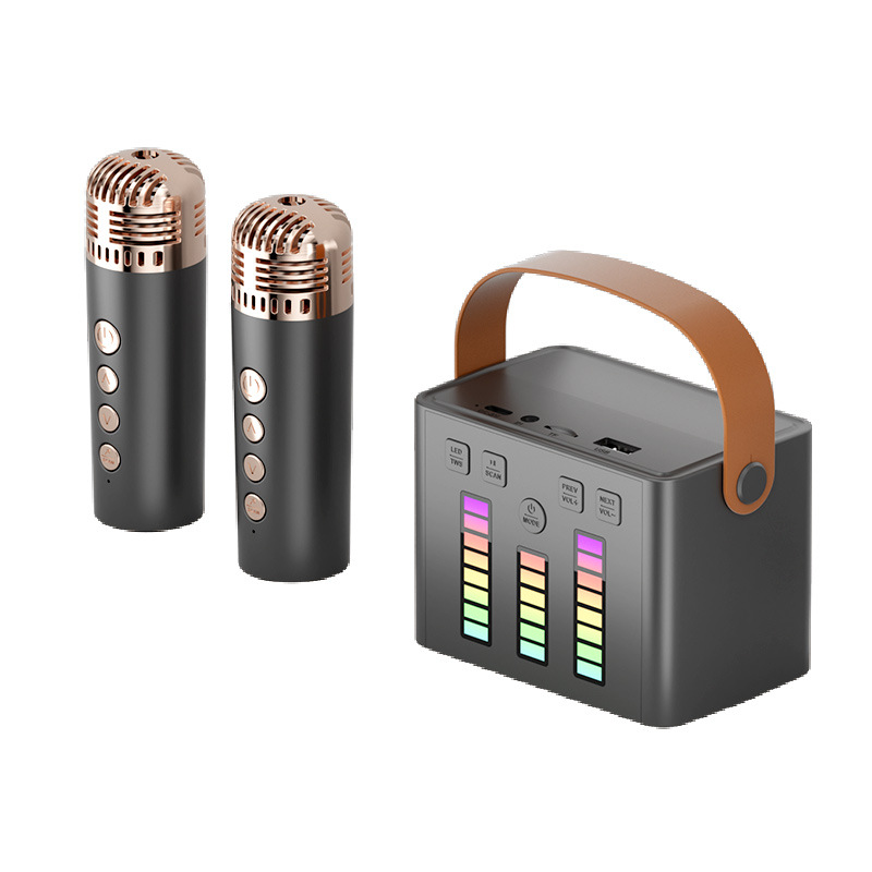 Q2 Colorful Atmosphere Light Wireless Microphone Speaker All-In-One Bluetooth Karaoke Audio Outdoor Portable Home