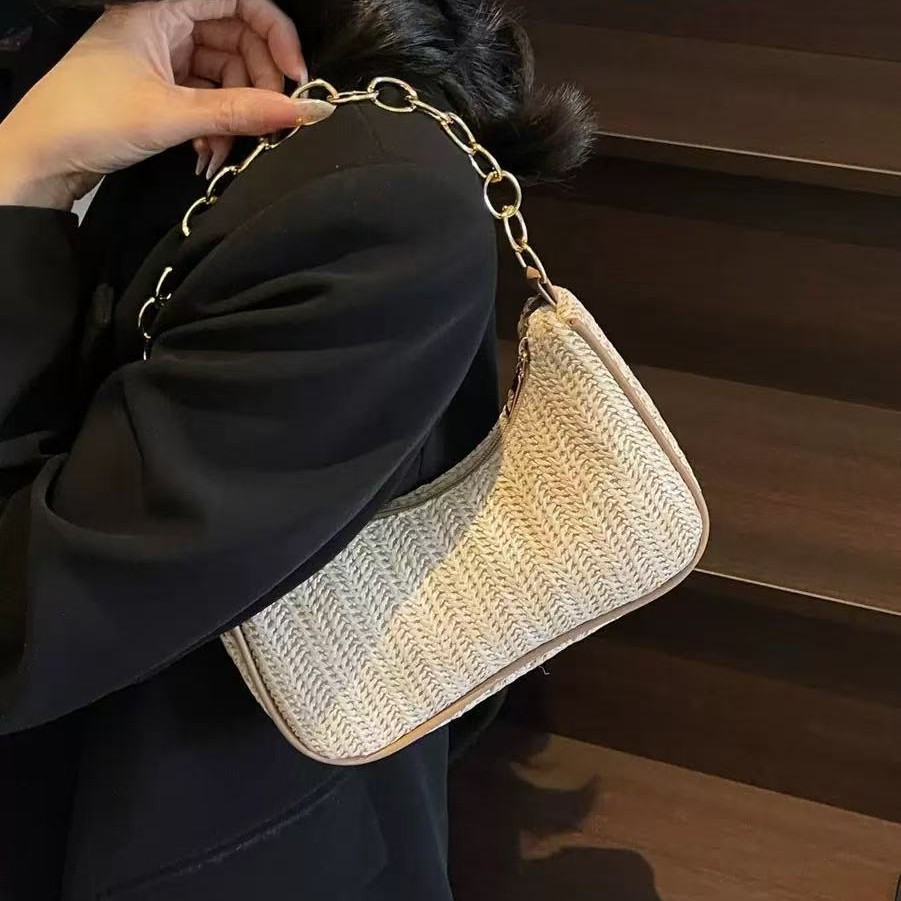 Woven Underarm Bag 2025 New Fashionable One-Shoulder Handbag Beach Bag Straw Women's Bag handbags