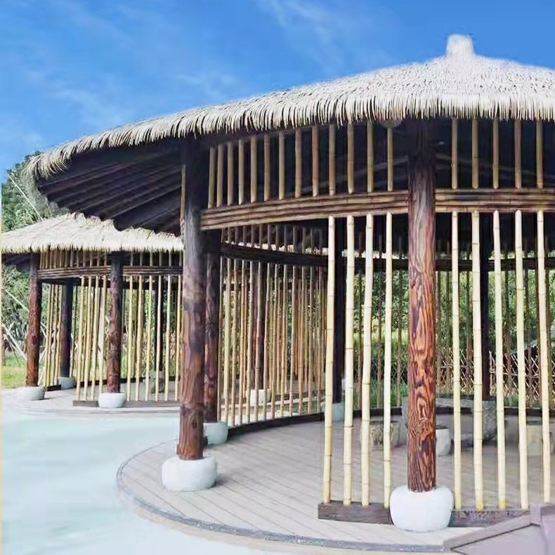 Insect-Proof Aluminum-Plastic Simulated Thatch Roof Tiles, Flame-Retardant Tiles, Metal Tiles, Fire-Resistant Thatch Roof Decoration, Waterproof